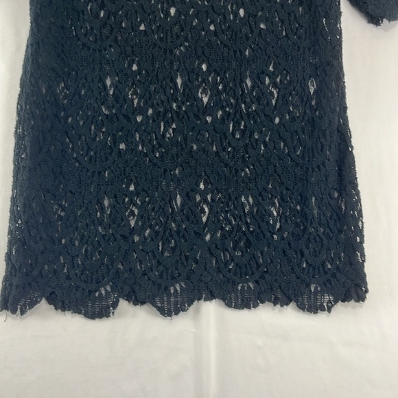 Zara Sheer Black Lace Scalloped Neck and Hem Top - Picture 7 of 9